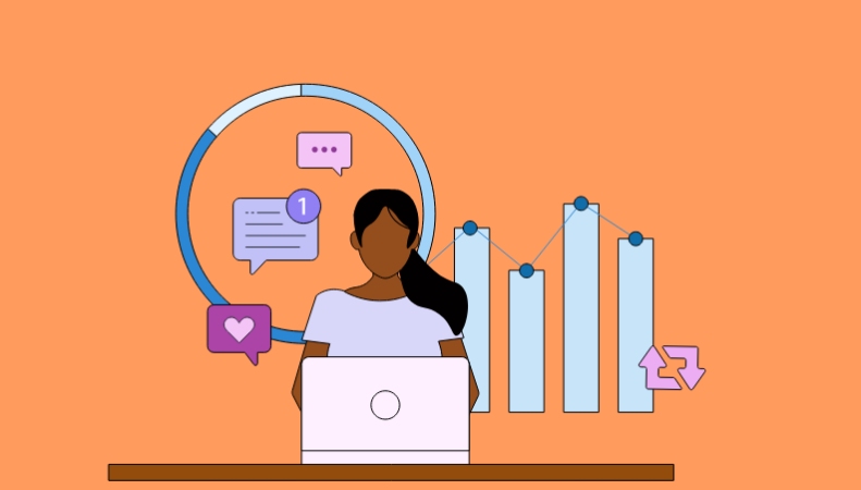 Person analyzing Instagram engagement metrics and content performance on a laptop