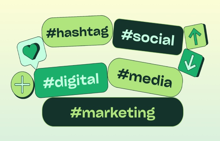 Content creator planning hashtags and keywords for an Instagram post